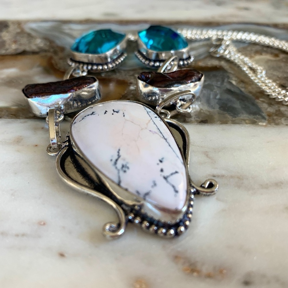 2320 Artisan Silver and White Stone Necklace